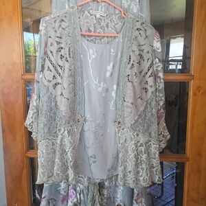 Spencer Alexis Lace Overlay Dress in Gray